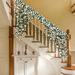 66 Ft Artificial Flower Garland, 8 Pcs Hanging Fake Rose Vines Silk White