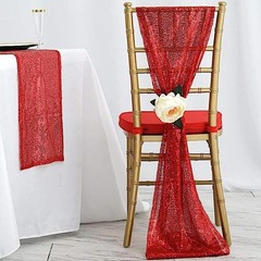 Extra Wide RED Premium Sequined Chair Sashes Wedding Party Events Decorations