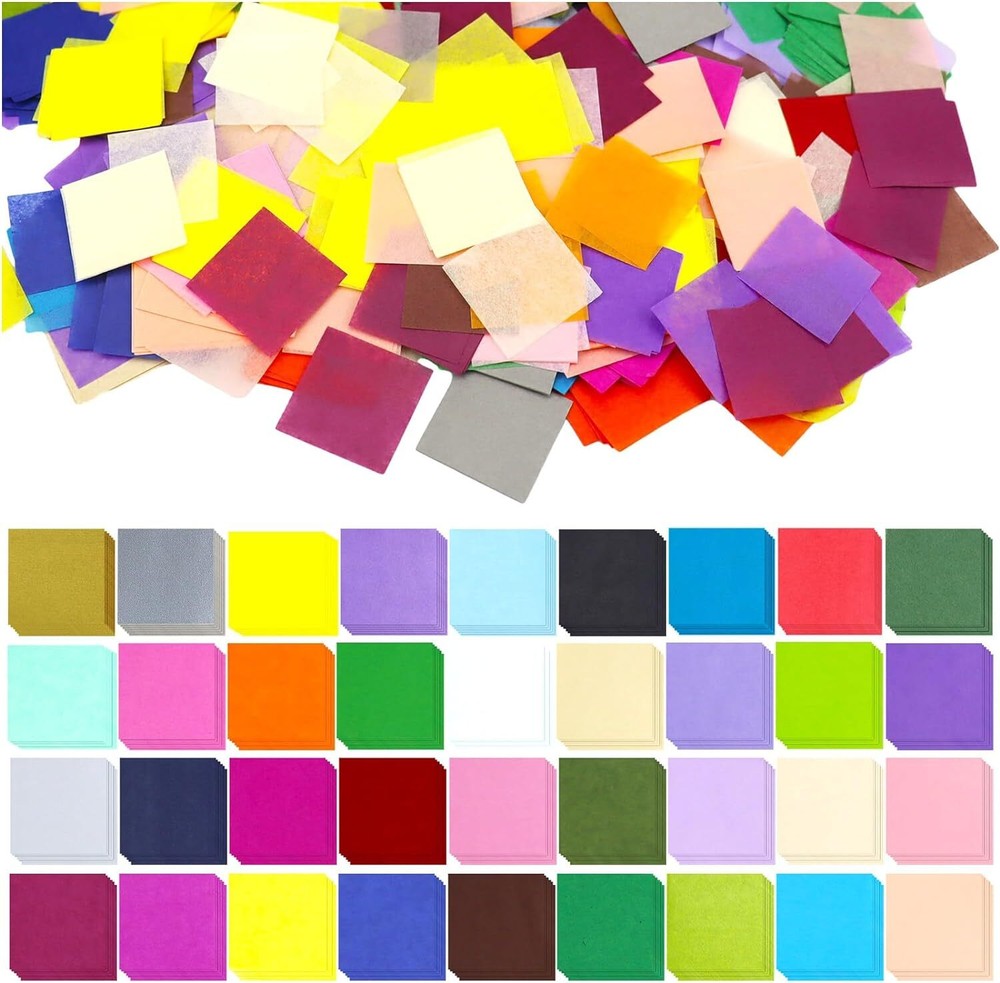 Jyongmer 10800 Pcs 1 Inch Tissue Paper Squares, 36 Assorted 1 Inch, 36 Colors