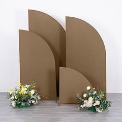 4 Matte TAUPE Fitted Spandex Half Moon Wedding Arch Backdrop STAND COVERS Party
