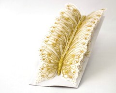 12PC 4″ Gold Glitter Monarch Feather Butterflies Crafts DIY Wedding Cake Topper