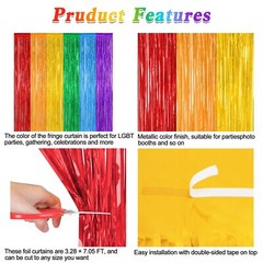 2 Pack Rainbow Backdrop Curtains, 3.28 FT x 7.05 FT Colofull Party Decoration…