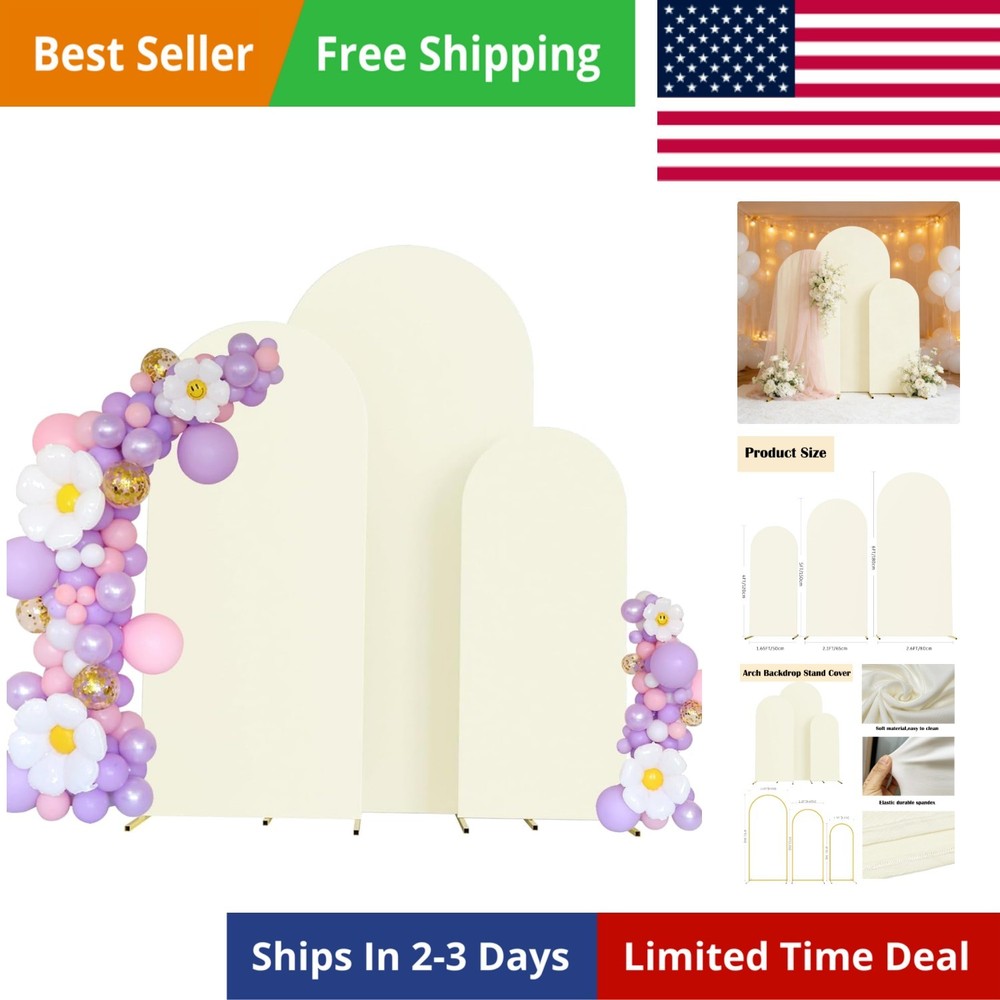 Set of 3 Wedding Arch Decorations – Spandex Fitted Stretchy Arch Stand Covers…