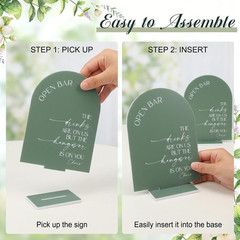 4 Pcs Acrylic Wedding Signs for Ceremony and Reception, 5×7 Inch Green Wedding