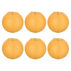 6pcs 6 Inch Folding Hanging Paper Lanterns Small Lampshade Yellow
