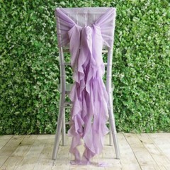 Lavender Premium Curly Chiffon CHAIRS Covers Cap SASHES Bows Ties Wedding
