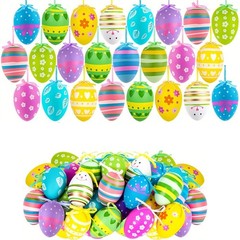 24 Count 6cm Vibrant Plastic Easter Eggs for Hanging For Party Decorations