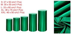 Set of 5 Cylinder Spandex Stand Covers, Green, Foil Fabric