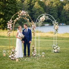 White/Gold Wedding Arch Backdrop Stand 130*40*220cm Metal Arch Backdrop Stand