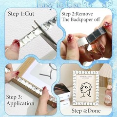 Bling Rhinestone Ribbons,270 PCS Glass Crystal Ribbon for DIY 01 White