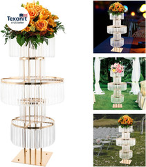 5 Tier Acrylic Crystal Flower Stand,Crystal Flower Stand for Wedding Centerpiece