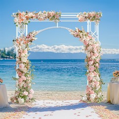 Elegant White Metal Wedding Stand Square Balloon Arch Garden Arbor Frame Decor