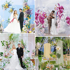 Wedding Arch Stand Set of 3 (7.2FT, 6.6FT, 6FT) White Metal Arched Backdrop Fram