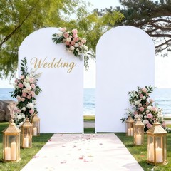 White 6.6FT Double-Sided Arch Backdrop Cover – Perfect for Weddings and Parties