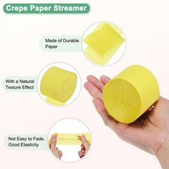 8-Rolls 656ft Crepe Paper Streamer for DIY [Dark Yellow-1.8 Inch x 82 Ft/Roll]