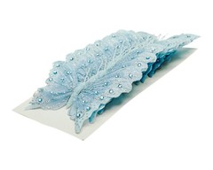 12PC 4″ Blue + Silver Glitter Feather Butterflies Craft DIY Wedding Cake Topper