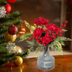 Artificial Flowers, Winter Flowers Artificial – Roses Bouquet with Berry and …