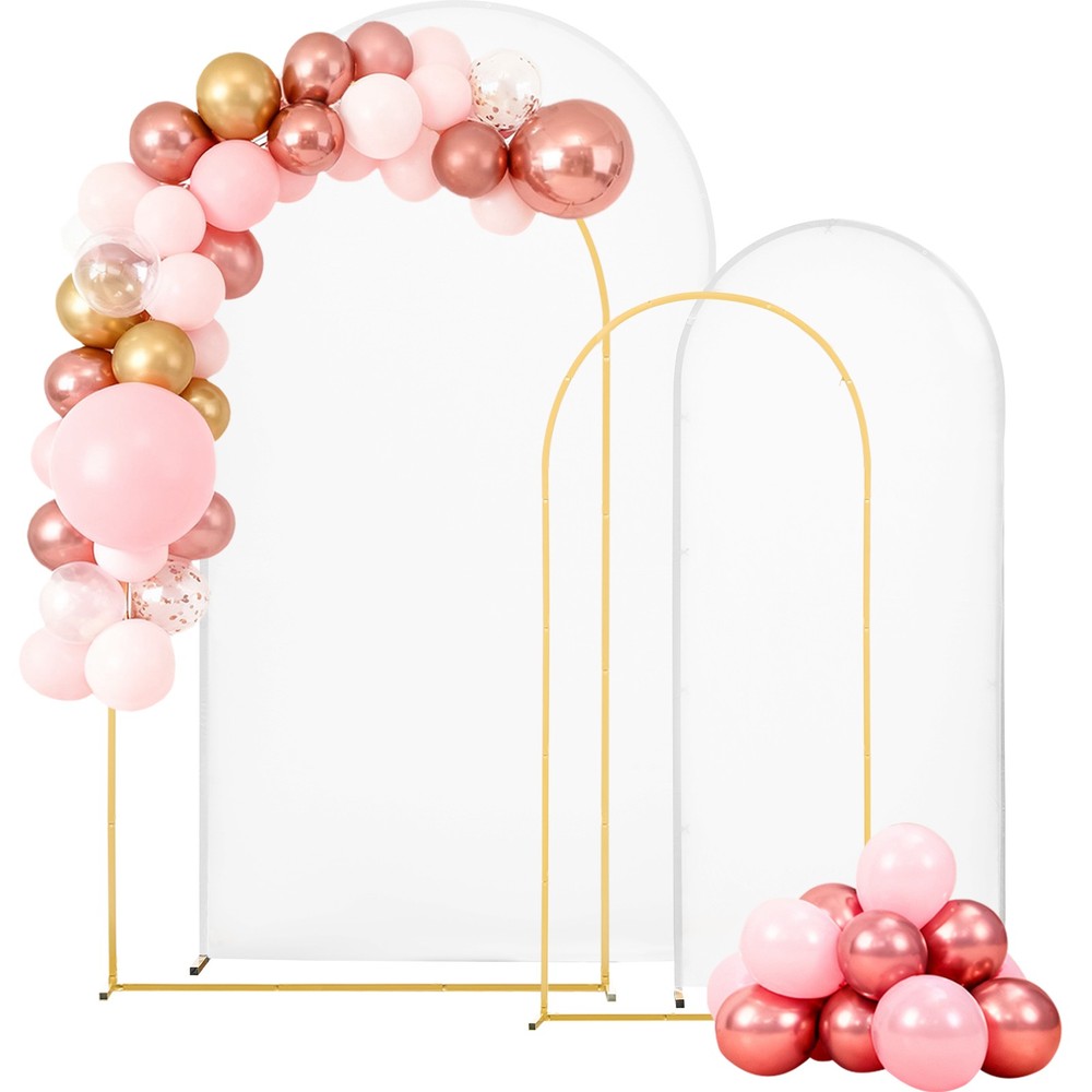 Uimoso Wedding Arch Backdrop Stand 7.2 ft 6 ft Set of 2 Metal Frame with Cover