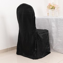 BLACK Crinkle Crushed Taffeta Banquet CHAIR COVER Party Wedding Events Decor