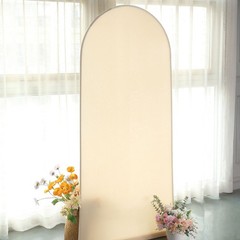 6FT Beige Spandex Wedding Arch Cover Round Top No Import Fees