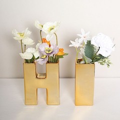 GOLD 6″ Ceramic B Symbol Flower VASE Table Centerpiece Party Events Decorations