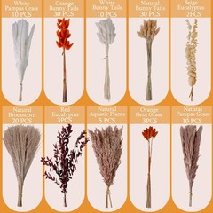 130Pcs Real Oran Ppas Grass, 17″ Natural Dried Flowers Boho Winter
