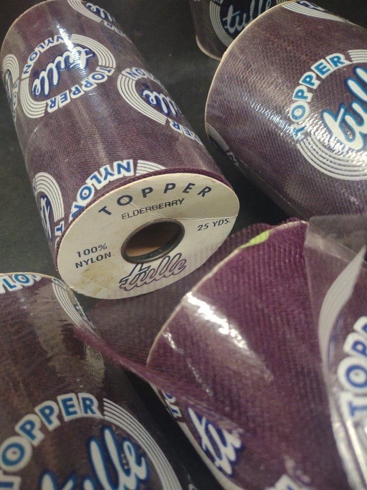 25Yd Vintage Topper Tulle Net Ribbon Elderberry/Plum Wine Wedding Netting 6″