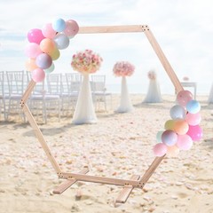 7.1 FT Hexagon Wood Wedding Arch Frame Decor Wood Hexagon Arch Backdrop Stand