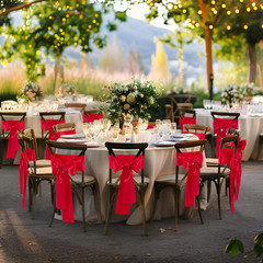 10 Pcs Red Satin Chair Sashes Bows Universal Chair Cover for Wedding Reception
