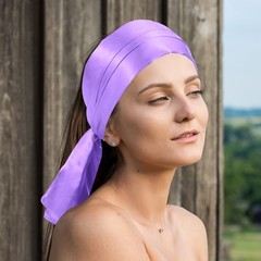 2Pcs 35 Inch Square Satin Head Scarf Silk Feeling Hair Scarf, Light Purple
