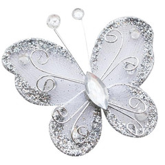 Silver Organza Wire Butterfly Wedding Decorations 26Pcs