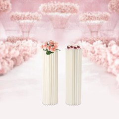 2Pcs 39.4in Milky White Cardboard Vase Stands Wedding Party Decor