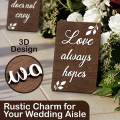 Rustic Wedding Aisle Signs Set of 8 – 1 Corinthians 13 Wooden Decor for Ceremony