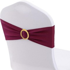 Reusable Dark Burgundy Chair Sashes 50 Count with Gold Buckles for Celebrations