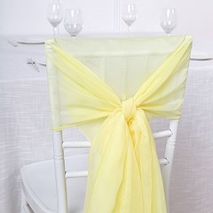 10 Yellow Premium Chiffon Wide CHAIR SASHES Wedding Party Reception Decorations