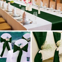 Pack Satin Table Runner 12 x 108 Inch Long Wedding Satin Silk 16 Black Green