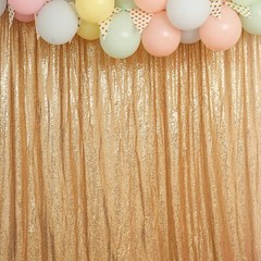 GOLD 8 ft x 8 ft Sequined Backdrop Curtain Wedding Party PhotoBooth Decorations