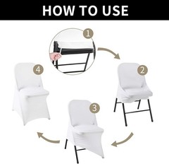 20Pack White Spandex Folding Chair Covers in Stretch Washable Fabric for Wedding