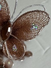 Brown Organza Butterflies 25 Pieces Wire Rhinestones Glitter DIY Wedding Fairy