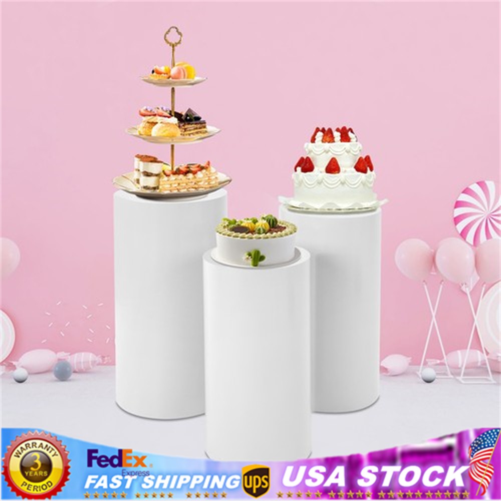 3 Piece Round Cylinder Pedestal Stands For Party Wedding Party Display Decor