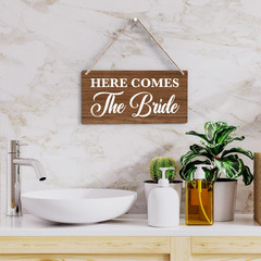 Rustic Wedding Sign Here Comes the Bride, Ring Bearer Sign, Funny Wedding Decor