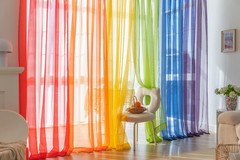 6 Piece Rainbow Sheer Window Panel Colorful Backdrop Bright Curtains Set for …