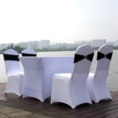 10pcs Black Spandex Chair Sash Bands Stretchable Fitted for Chair Covers Back…