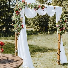 PARTISKY Wedding Arch Draping Fabric, 1 Panel 28″ x 19Ft White Wedding Arch D…