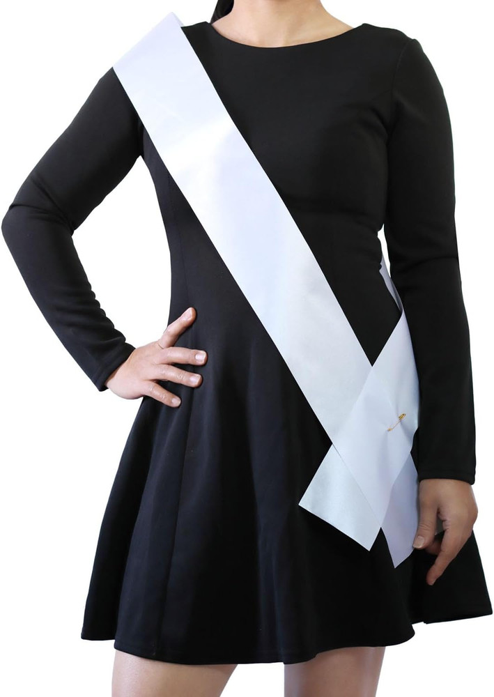 6 Pack White Blank Sash,Plain Satin Sashes,Sashes for Pageants,DIY Sashes for Pa