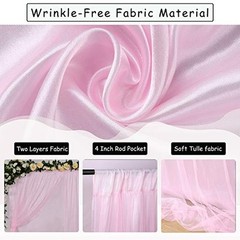 Backdrop Curtains Tulle Backdrop Panels 5ftx7ft Sheer Photography Pink