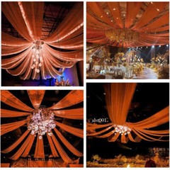 White Wedding Dress Ceiling Drapes Roof Canopy Decor Drap Fabric Chiffon Curtain