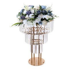 Wedding Gold Crystal Flower Stand, Round Pedestal Stand, Crystal Flower Stand