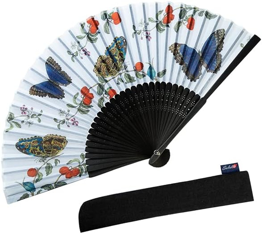 Handheld Floral Pattern Fabric Fans Summer Cools Perfect for Weddings, Parties a