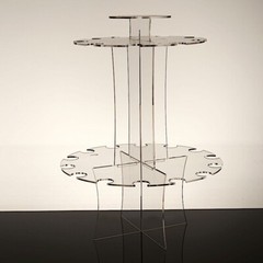 CLEAR 3-Tier 21″ Round Acrylic Champagne GLASSES HOLDER Flutes Stand Party Event